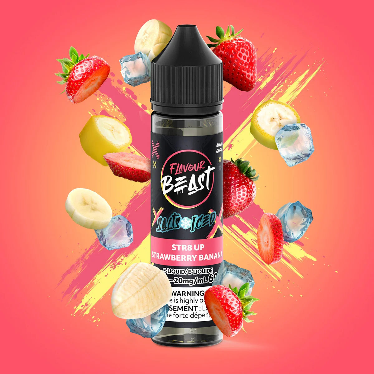 Flavour Beast E liquid - STR8 UP Strawberry Banana Iced 60ml